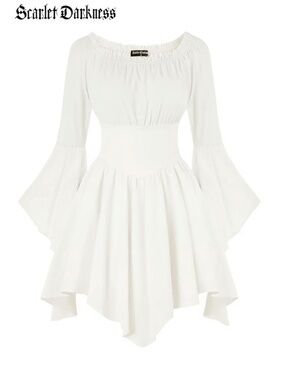 NWT: Scarlet Darkness Bell Sleeve Fairy Mini Dress in White